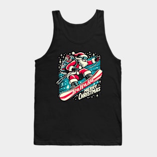 Santa Snowboard Christmas Tank Top